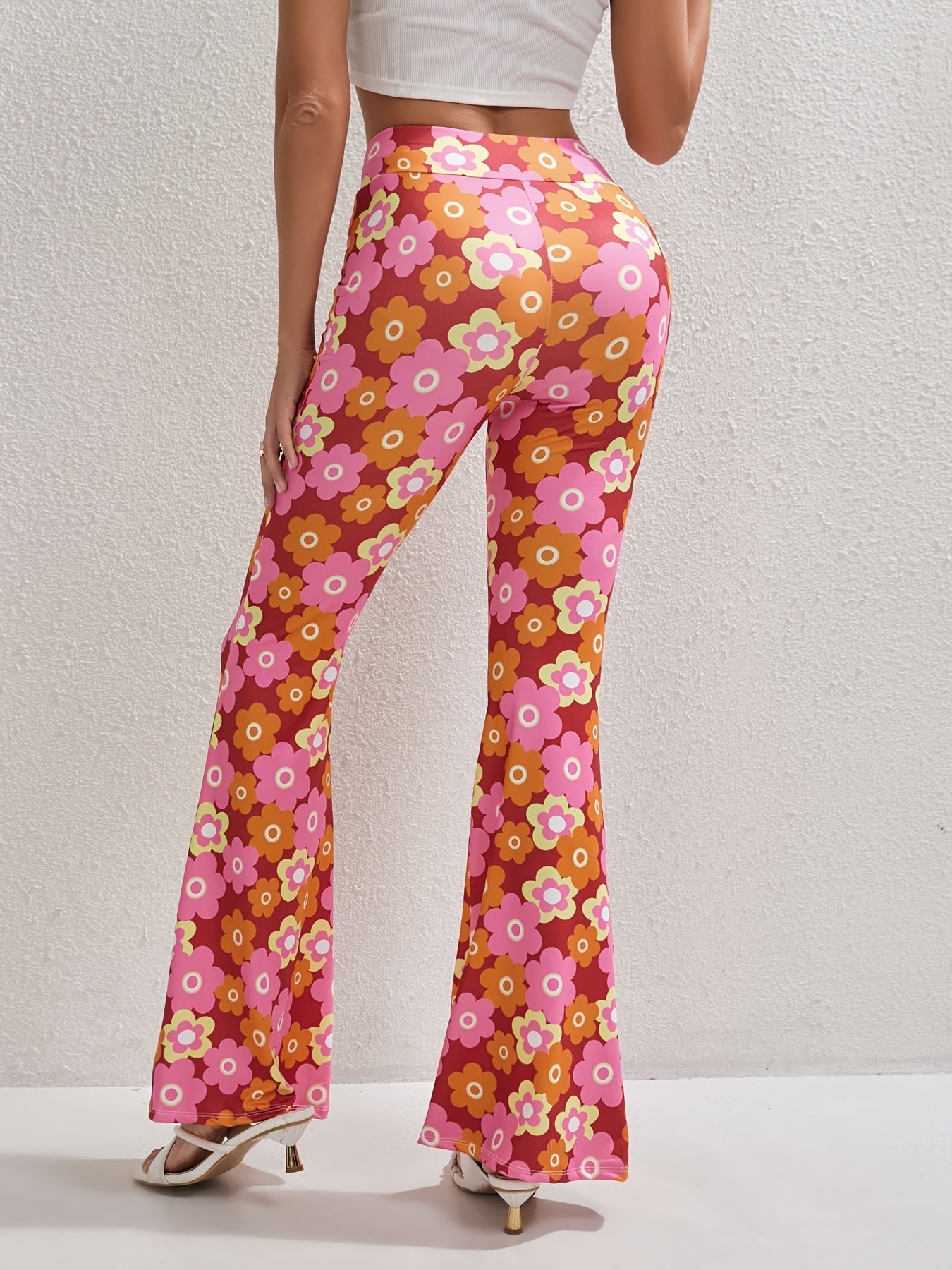 Cheerful Floral Flared Pants – Stylish and Breathable for Spring and Summer